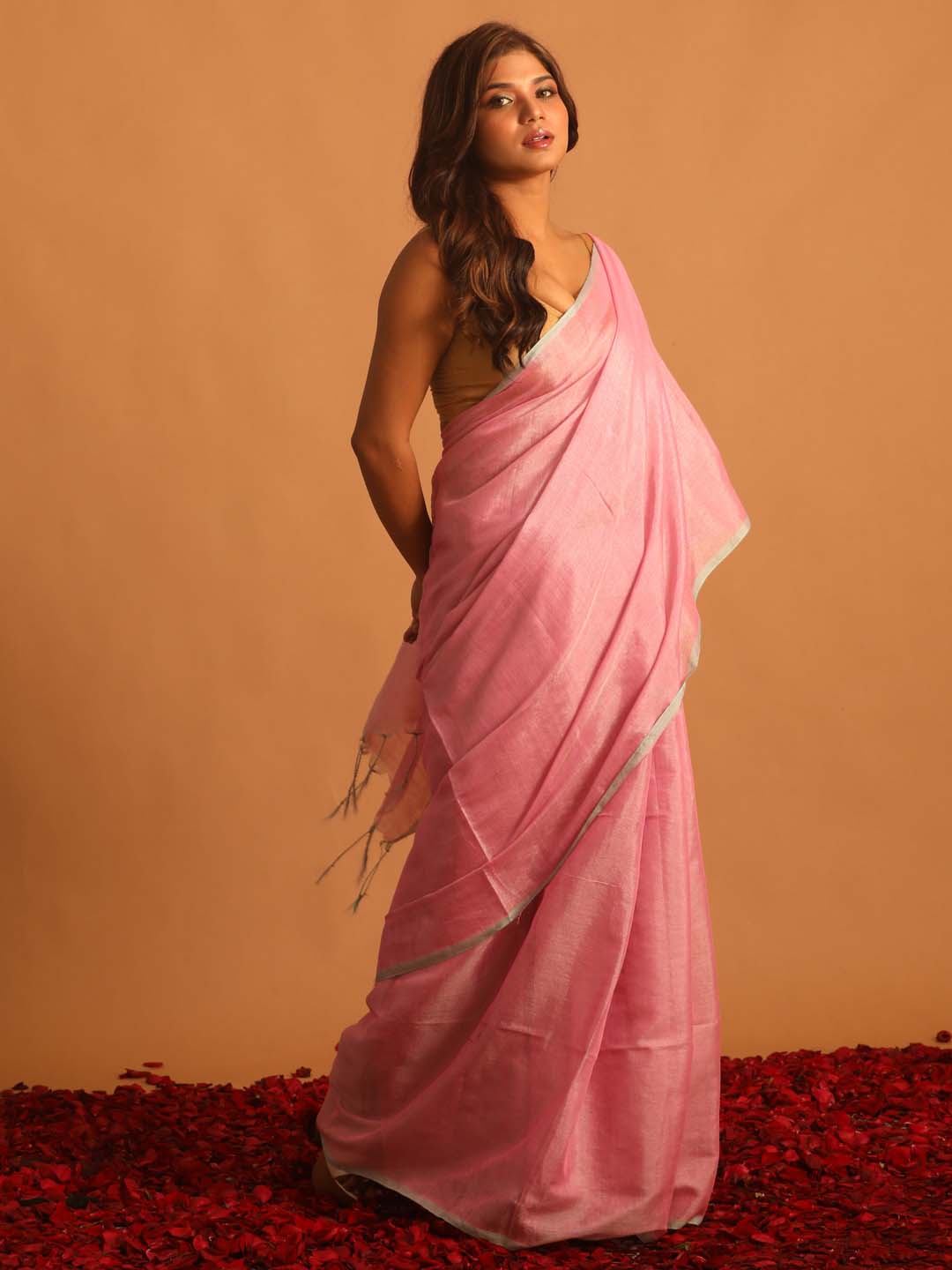 Indethnic Pink Solid Party Wear - View 2