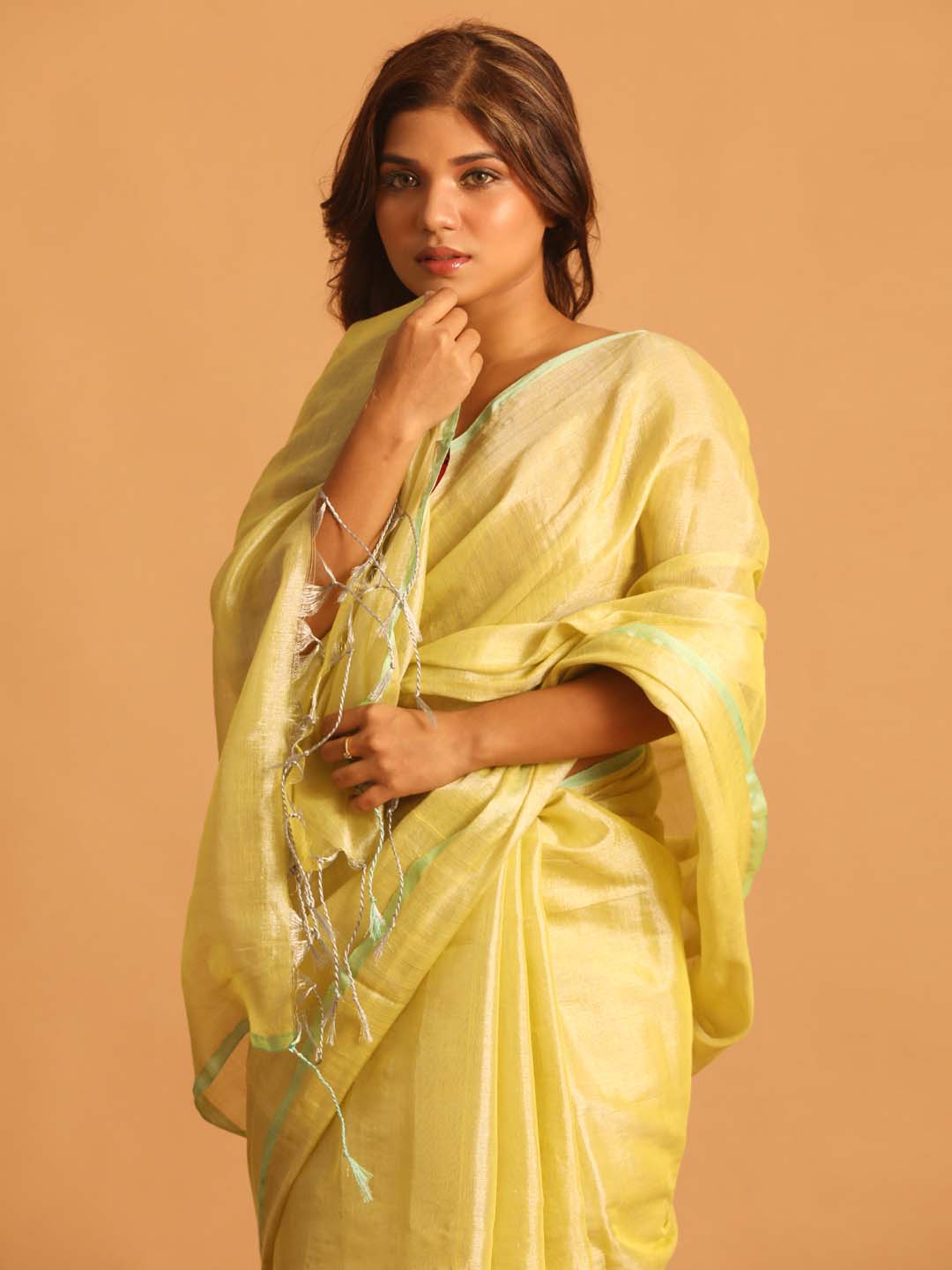 Indethnic Yellow Solid Party Wear - View 3