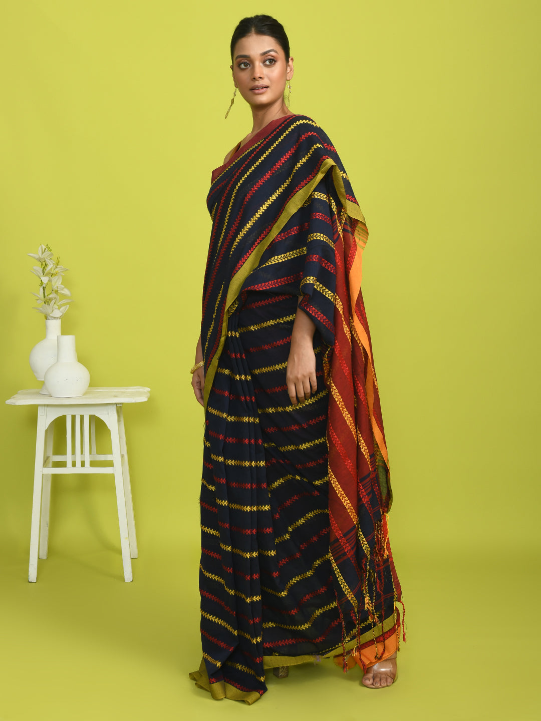 AZURE CALM (HANDLOOM 100% PURE COTTON SAREE)