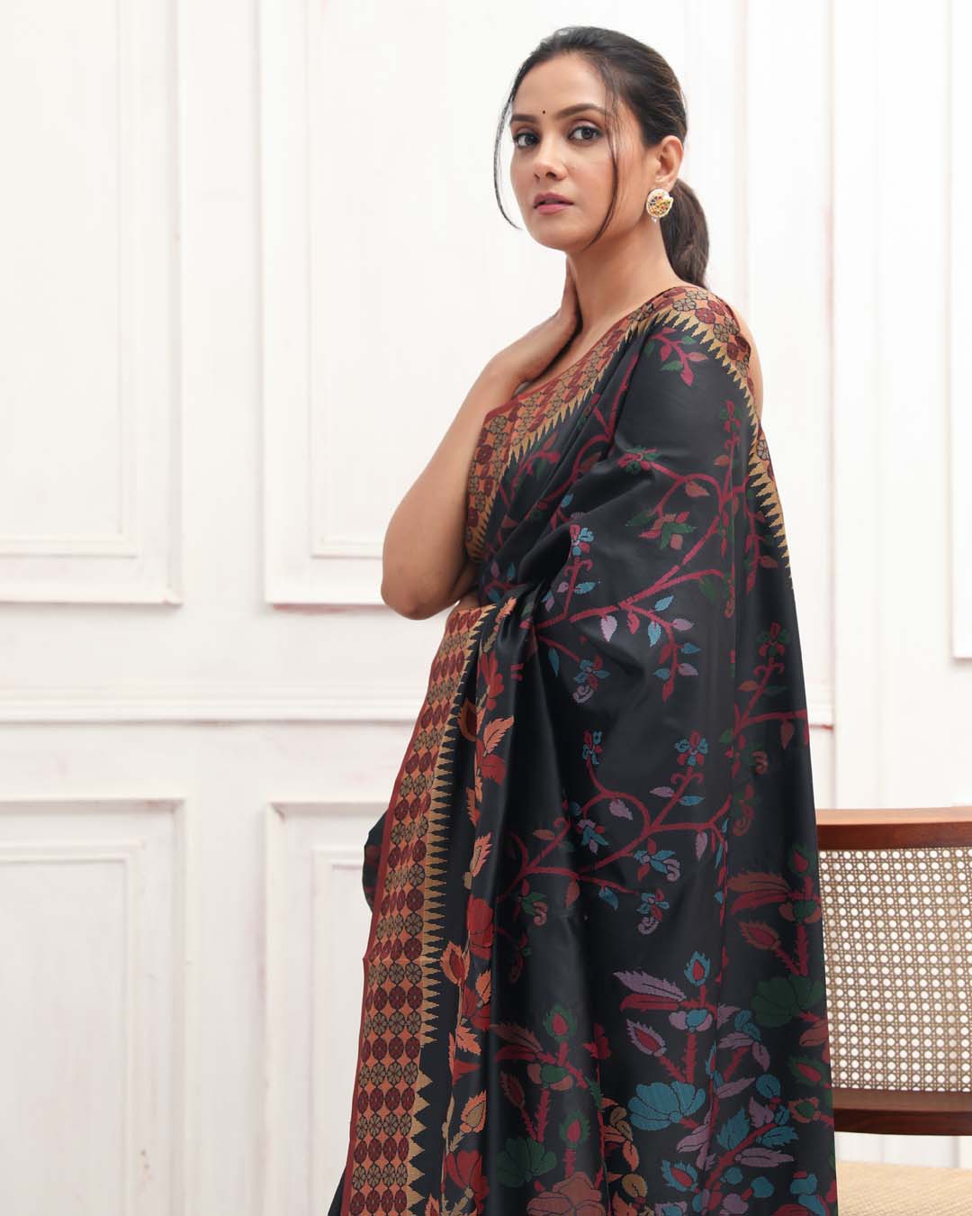 Jamdani Black Woven Design Traditional Wear
