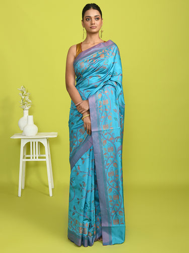 Jamdani Blue Woven Design Traditional Wear