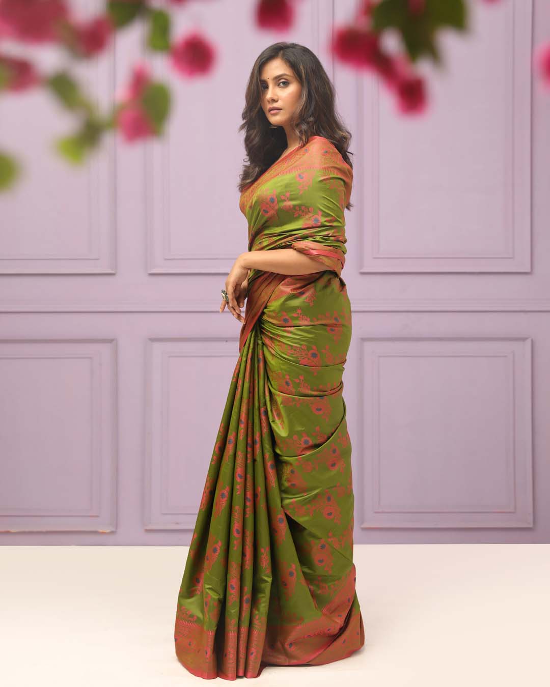 Jamdani Green Woven Design Traditional Wear