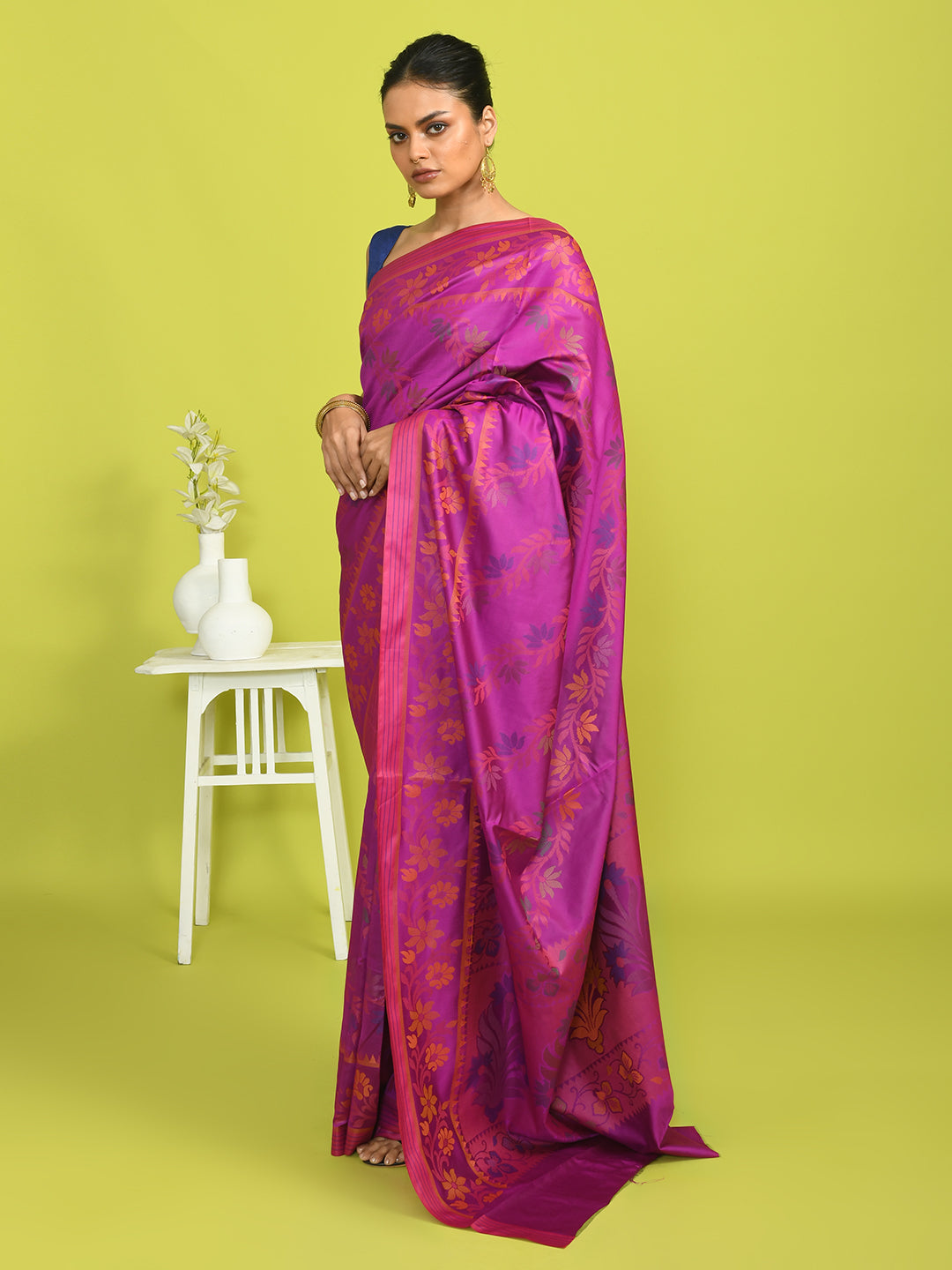 Jamdani Purple Woven Design Traditional Wear