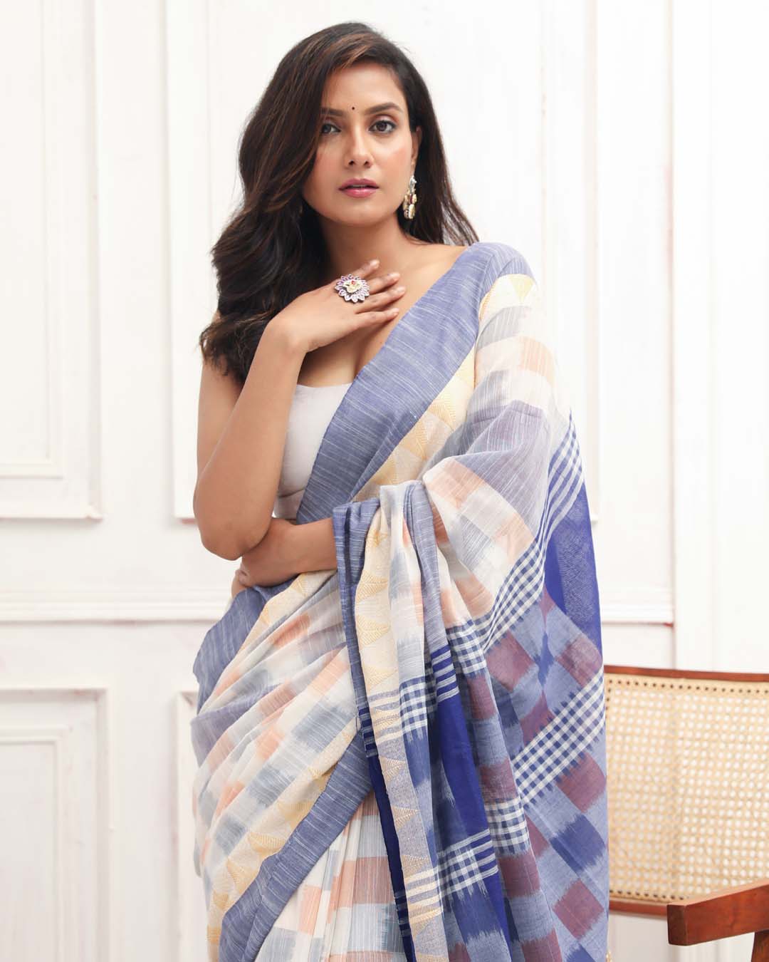 AZURE CHECK (SAREE)