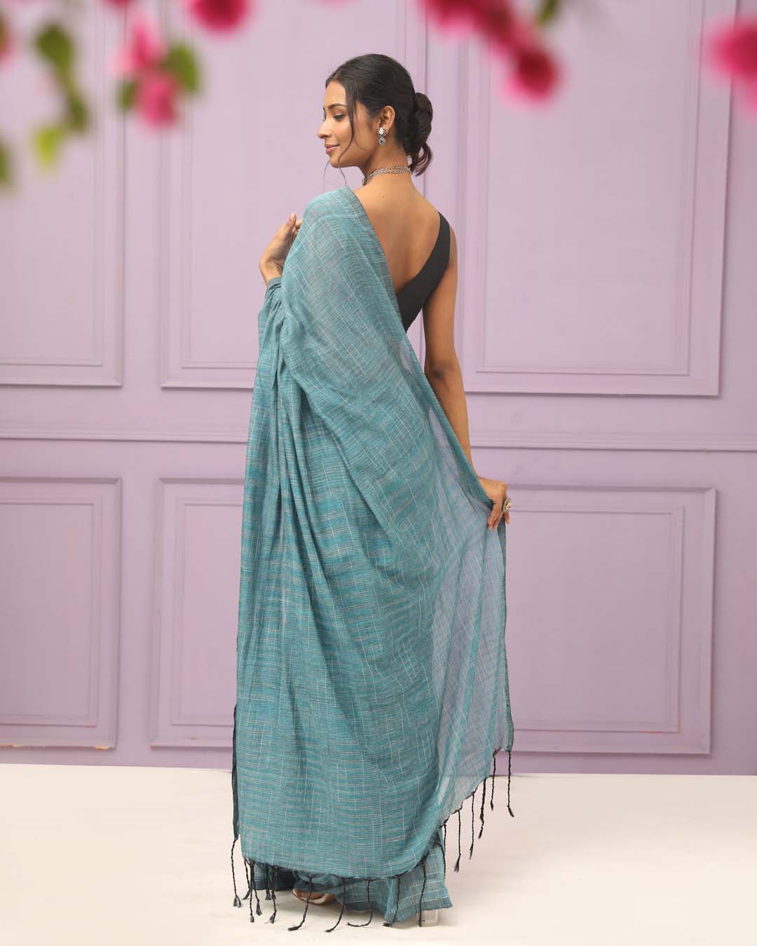 AZURE SERENITY (BENGAL HANDLOOM COTTON BLEND SAREE)