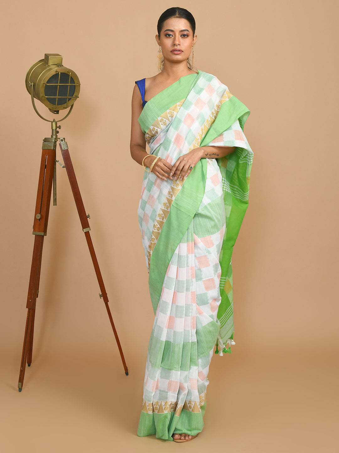 VERDANT CHECK (HANDLOOM COTTON BLEND SAREE)