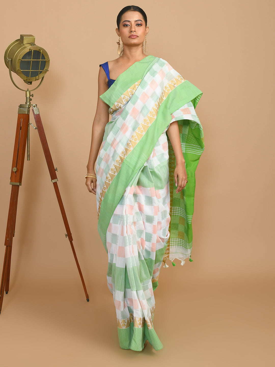 VERDANT CHECK (HANDLOOM COTTON BLEND SAREE)