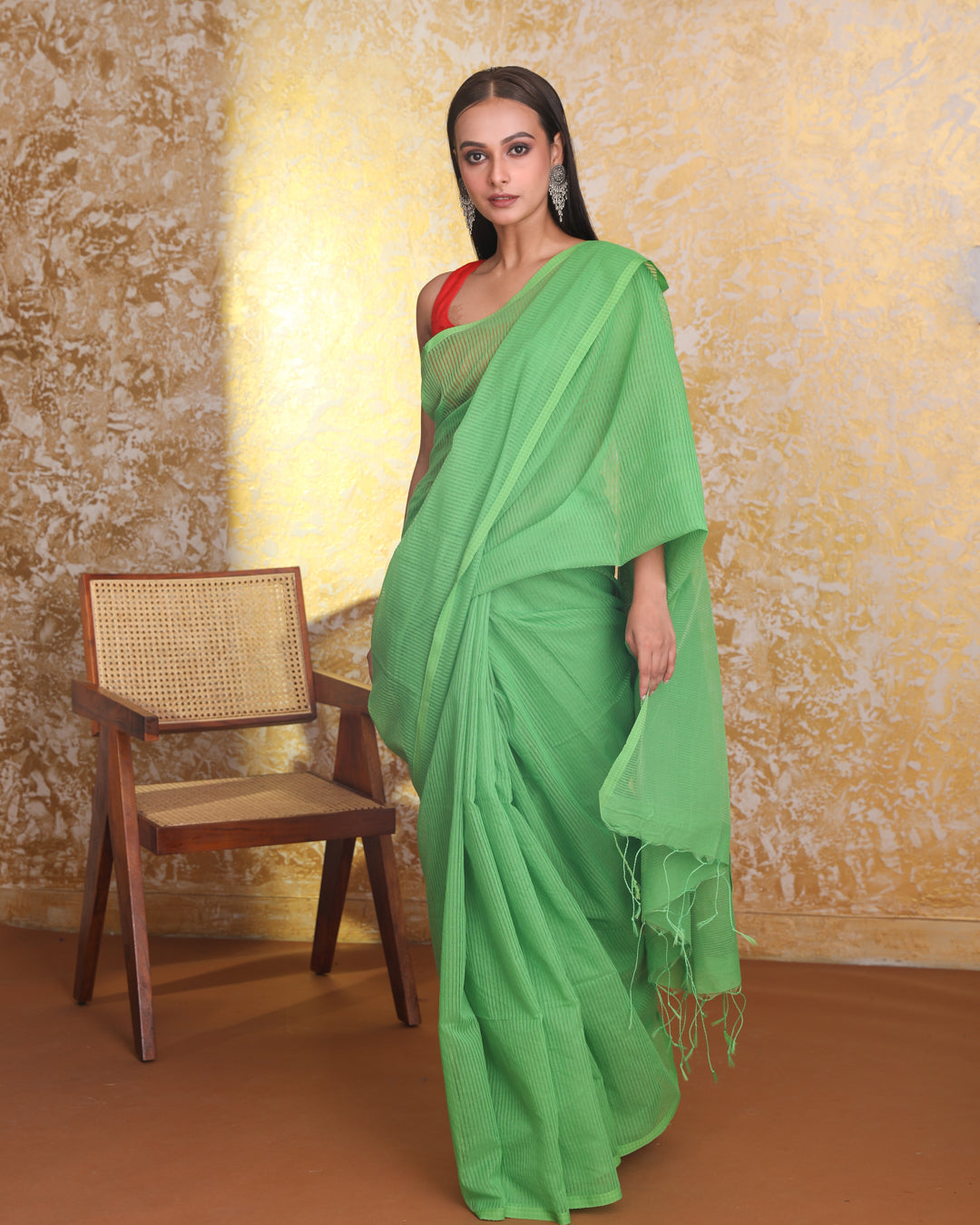 Jamdani Green Woven Design Traditional Wear