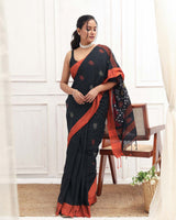 MIDNIGHT WEAVE (IKAT 100% PURE COTTON SAREE)