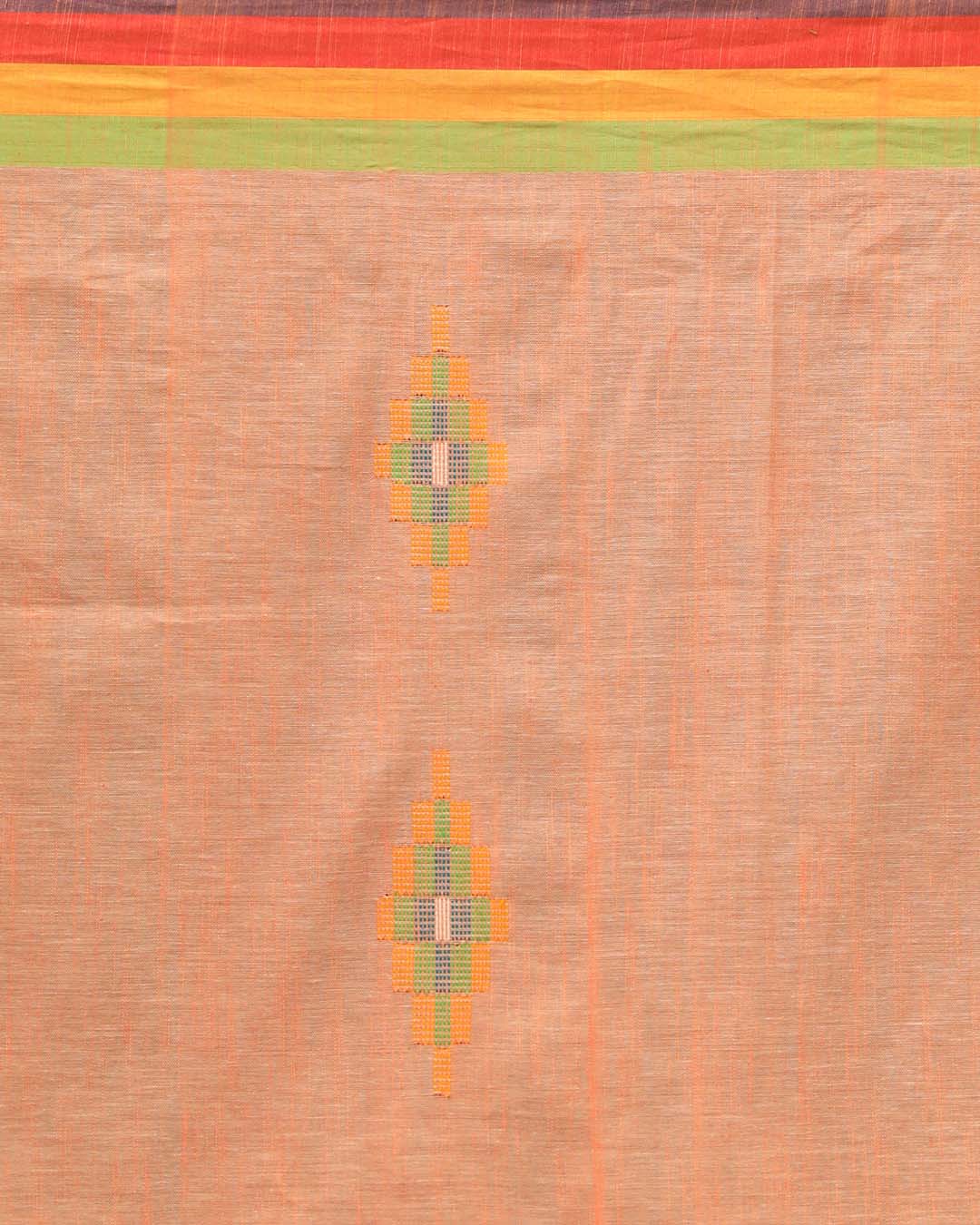 Jamdani Peach Woven Design Daily Wear  Saree