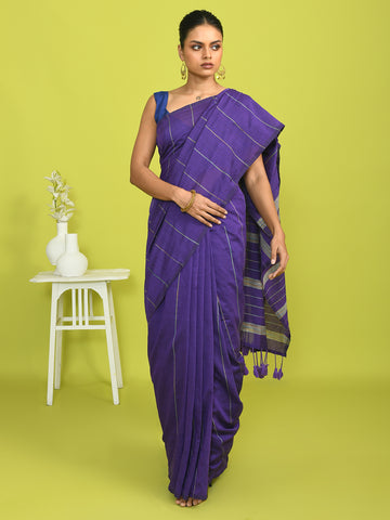 ROYAL VIOLET (BENGAL HANDLOOM COTTON BLEND SAREE)