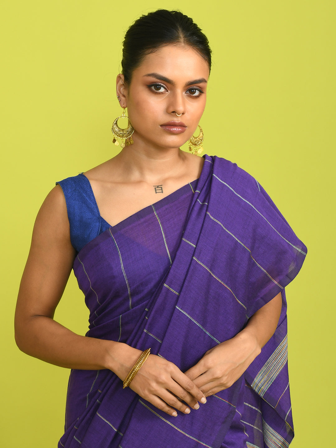 Purple Solid Work Wear  Saree