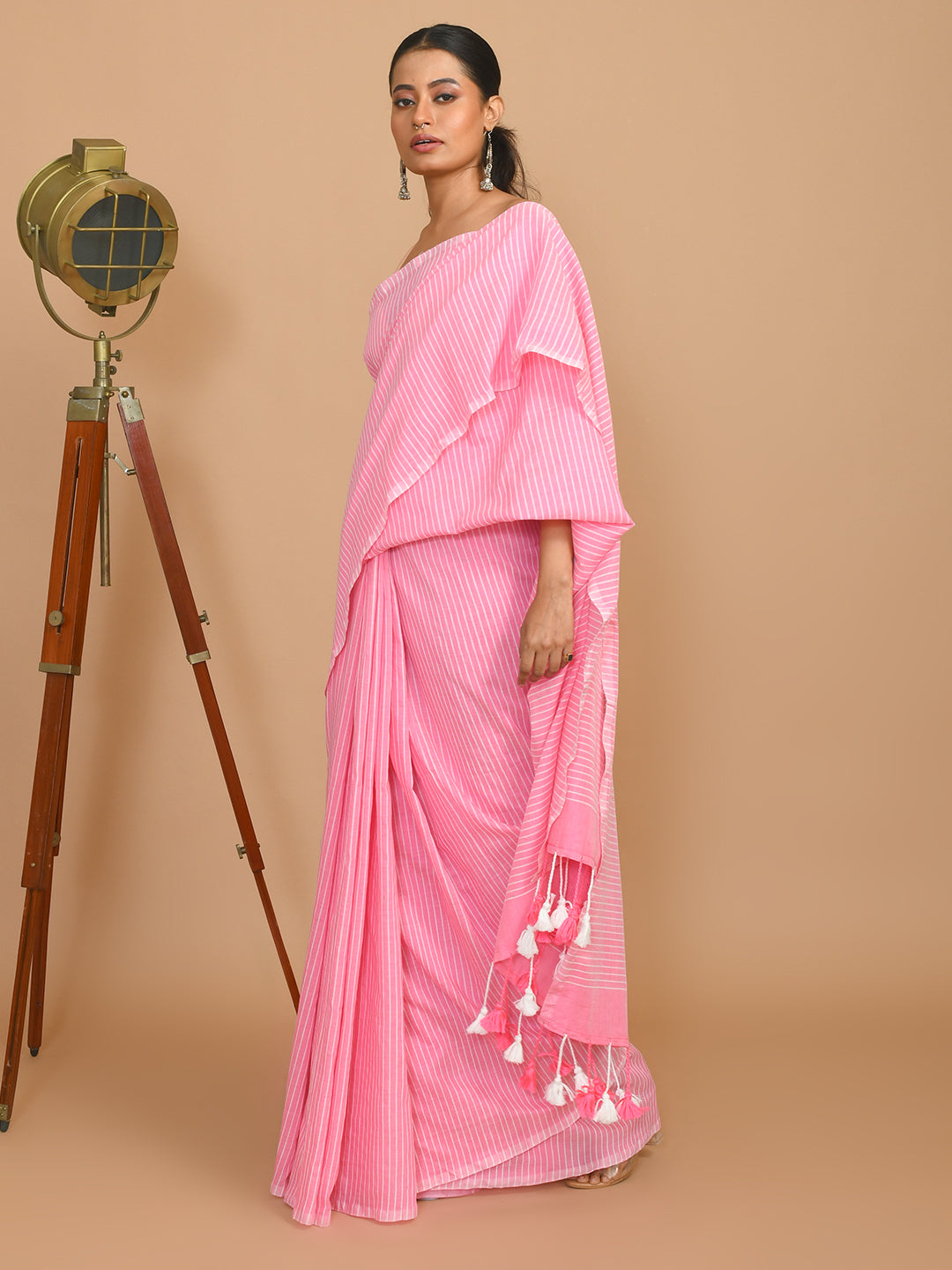 ROSY STRIPES (BENGAL HANDLOOM COTTON BLEND SAREE)