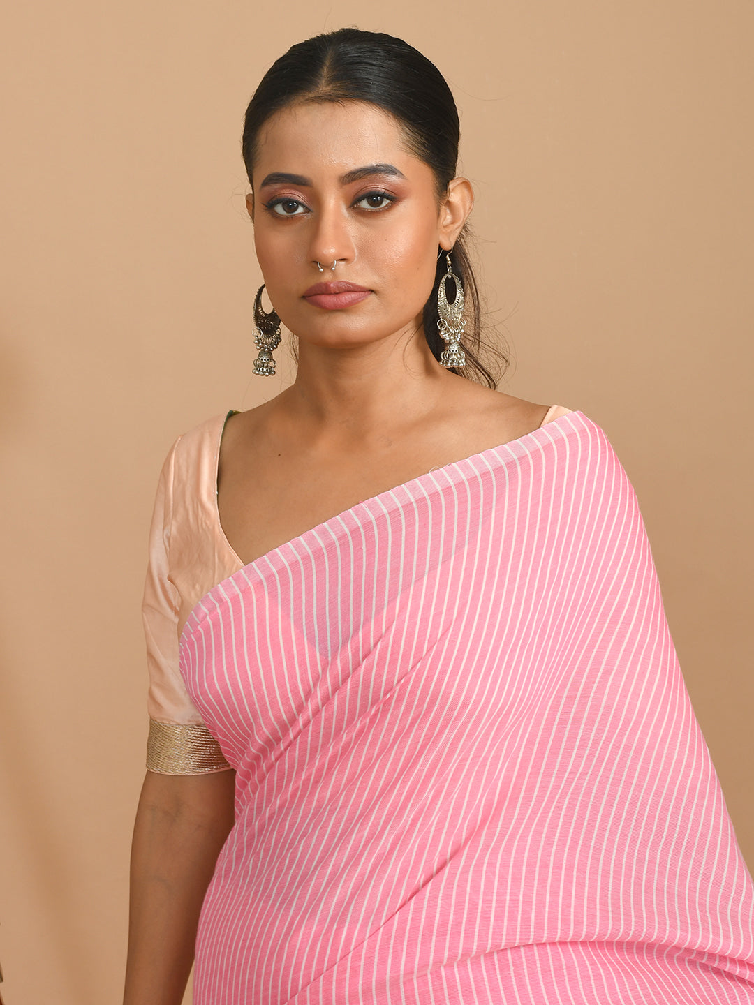 ROSY STRIPES (BENGAL HANDLOOM COTTON BLEND SAREE)