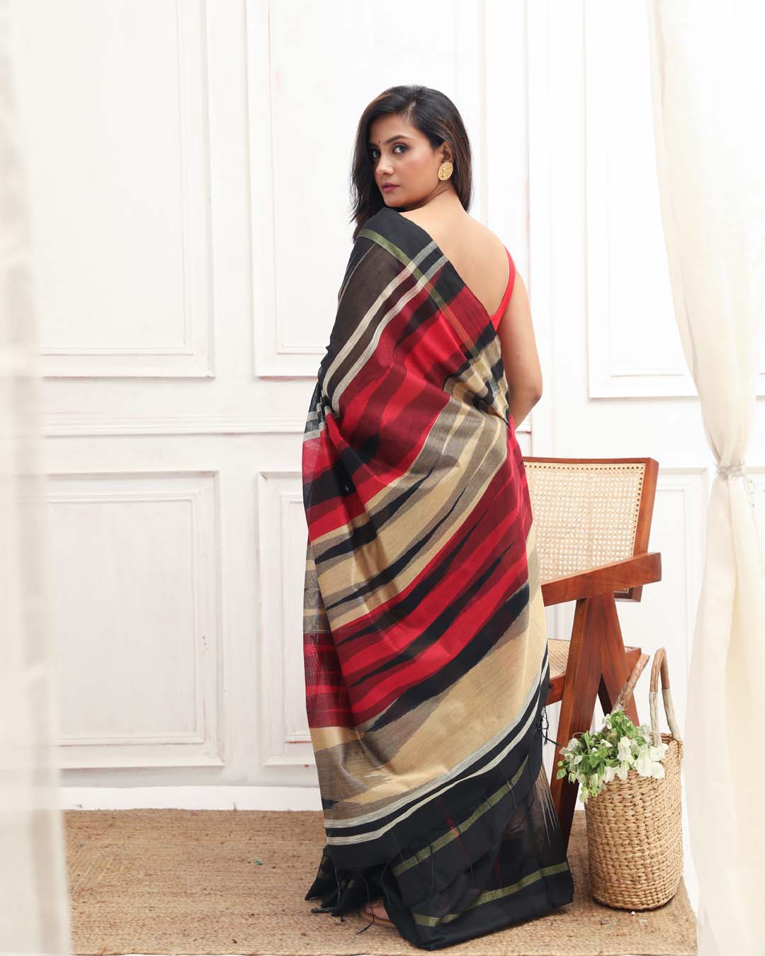 Multi Coloured Woven Design Daily Wear  Saree