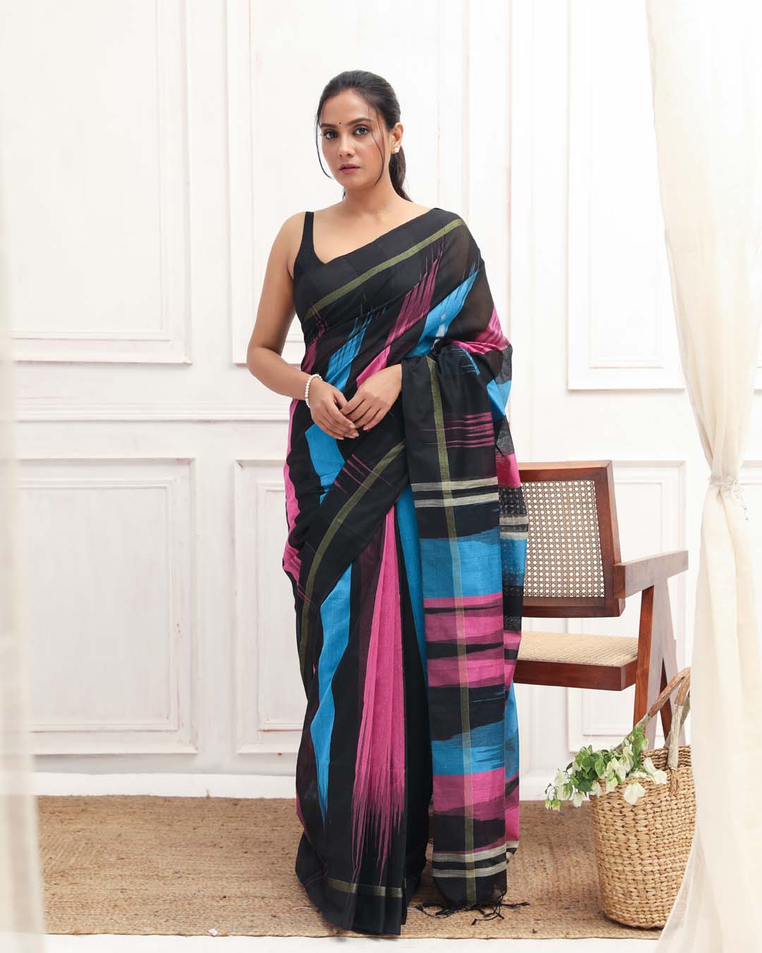 Multi Coloured Woven Design Daily Wear  Saree