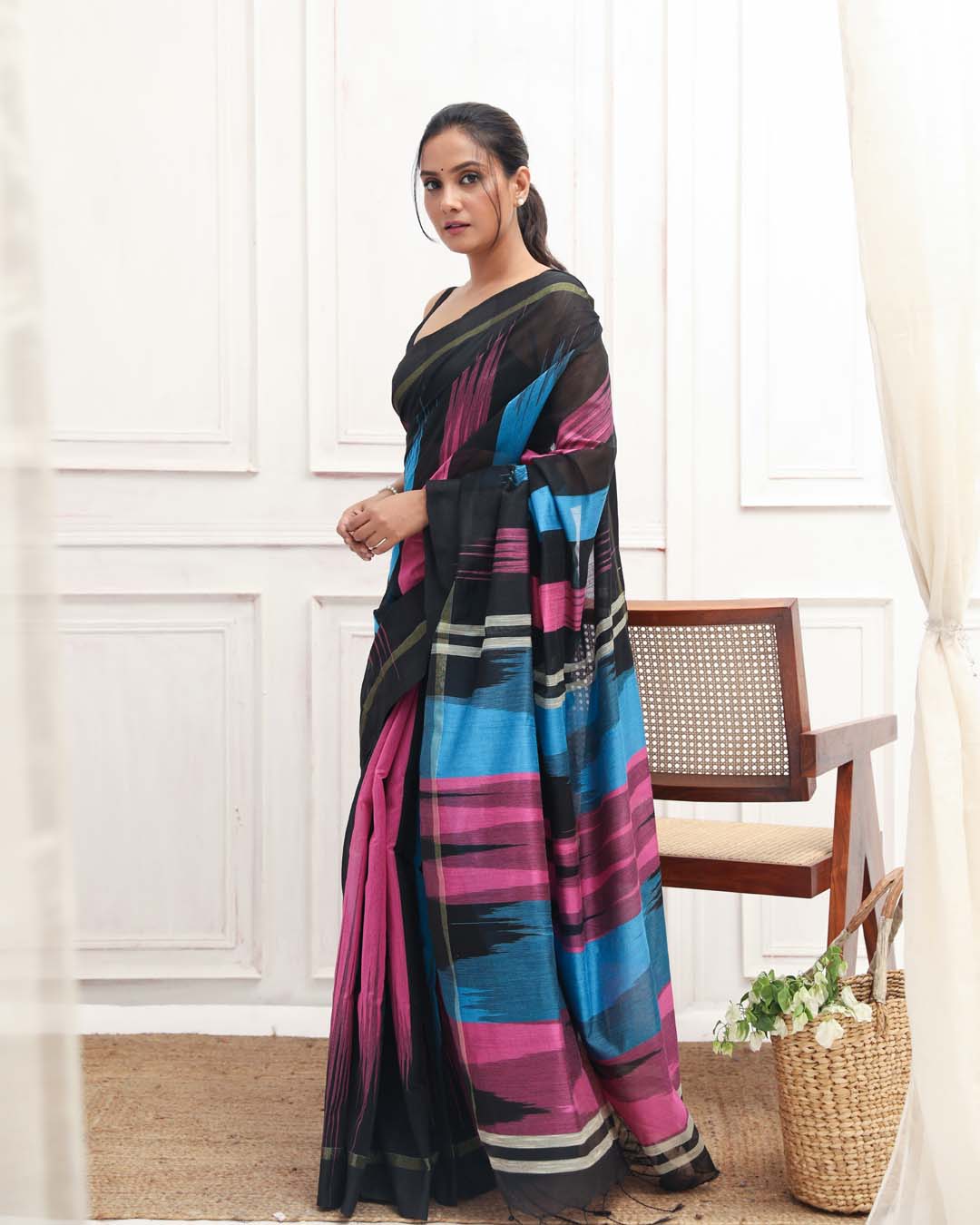 Multi Coloured Woven Design Daily Wear  Saree