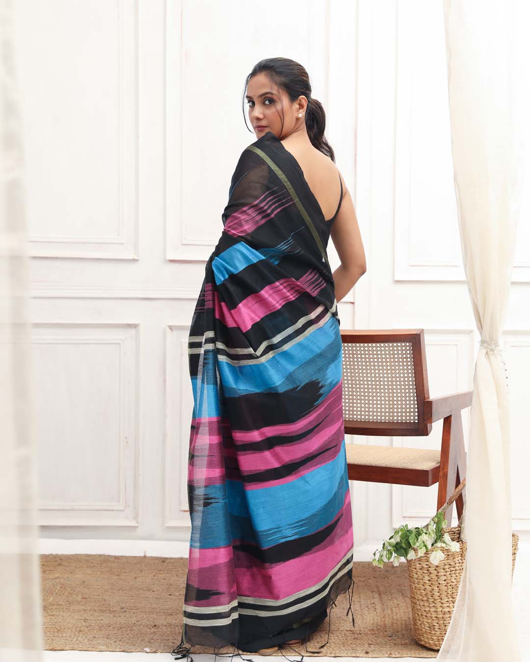 Multi Coloured Woven Design Daily Wear  Saree