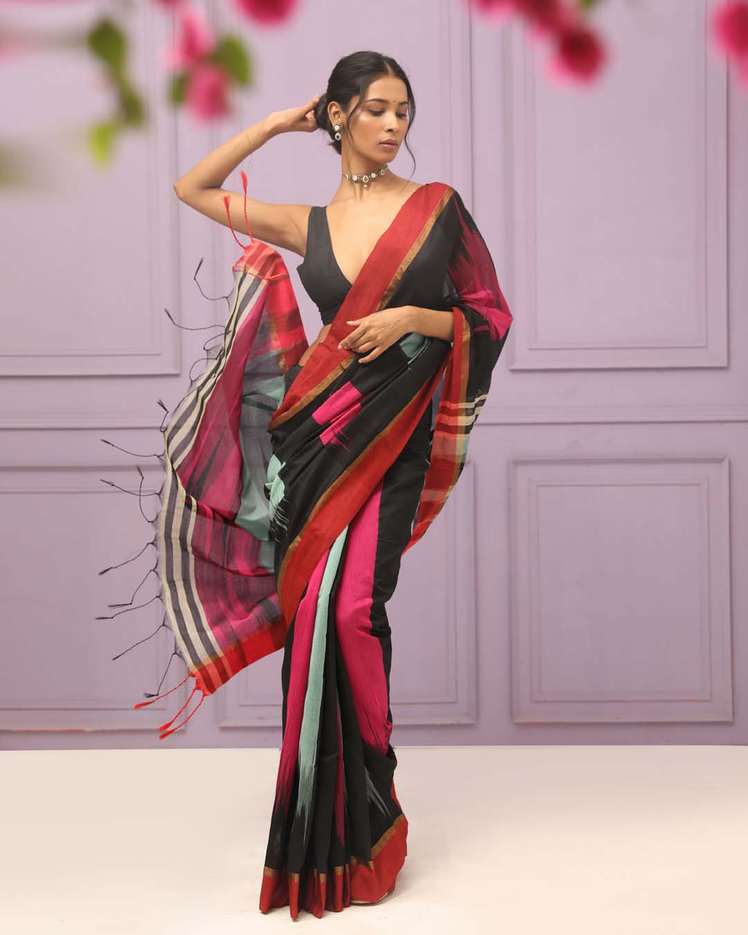 Multi Coloured Woven Design Daily Wear  Saree