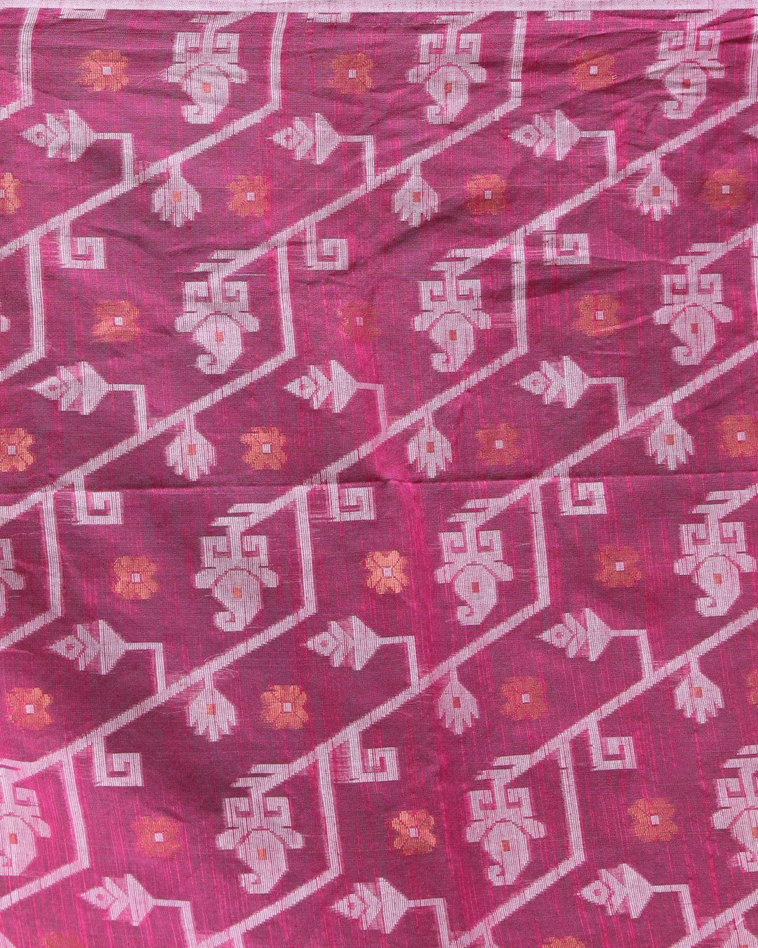 Jamdani Pink Woven Design Work Wear  Saree