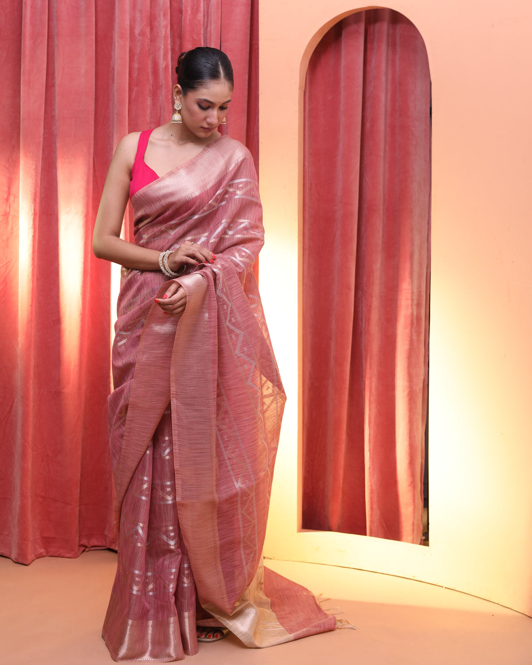 PINK ALLURE (BANARASI ART SILK SAREE)