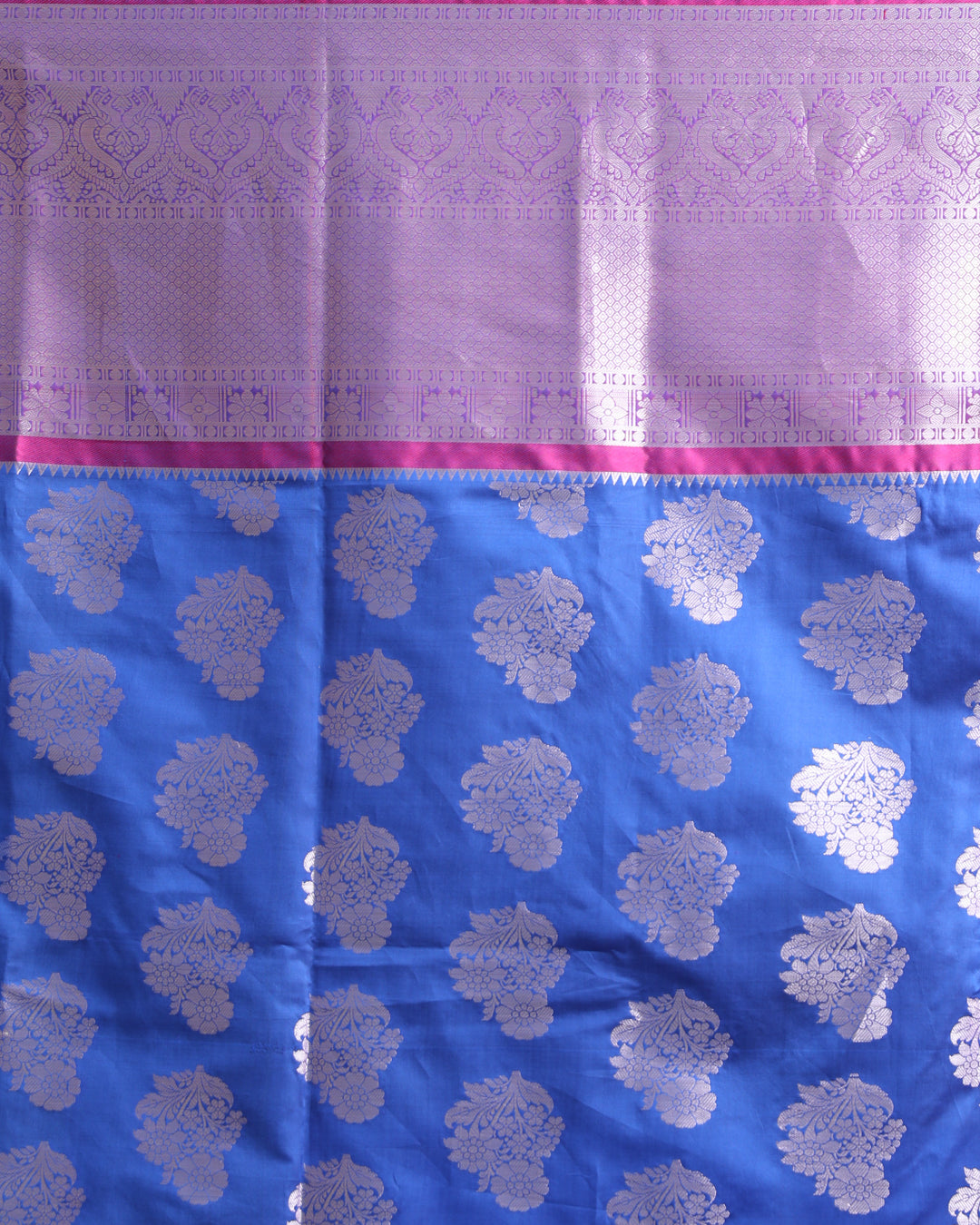 Kanjeevaram Blue Woven Design Traditional Wear  Saree