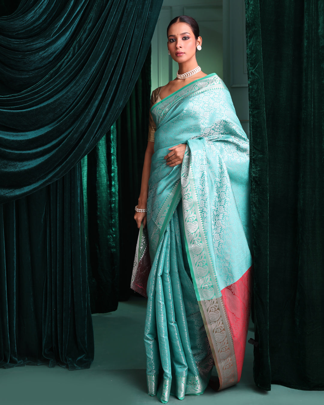 Kanjeevaram Green Woven Design Traditional Wear  Saree