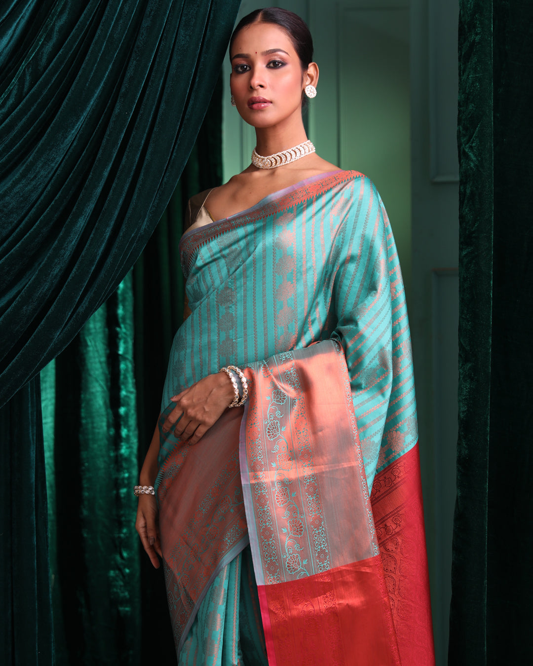 Kanjeevaram Green Woven Design Traditional Wear  Saree