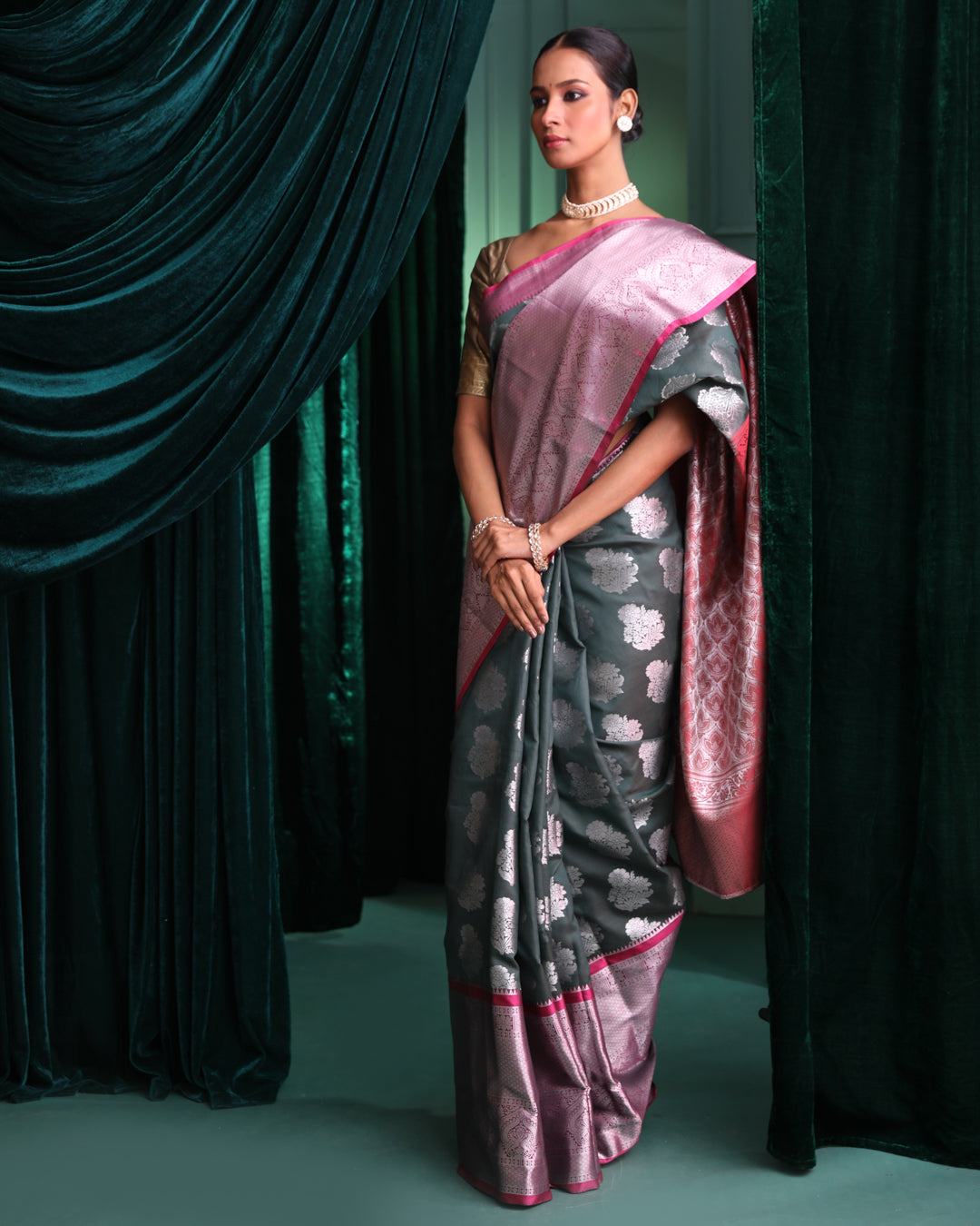 Kanjeevaram Green Woven Design Traditional Wear  Saree