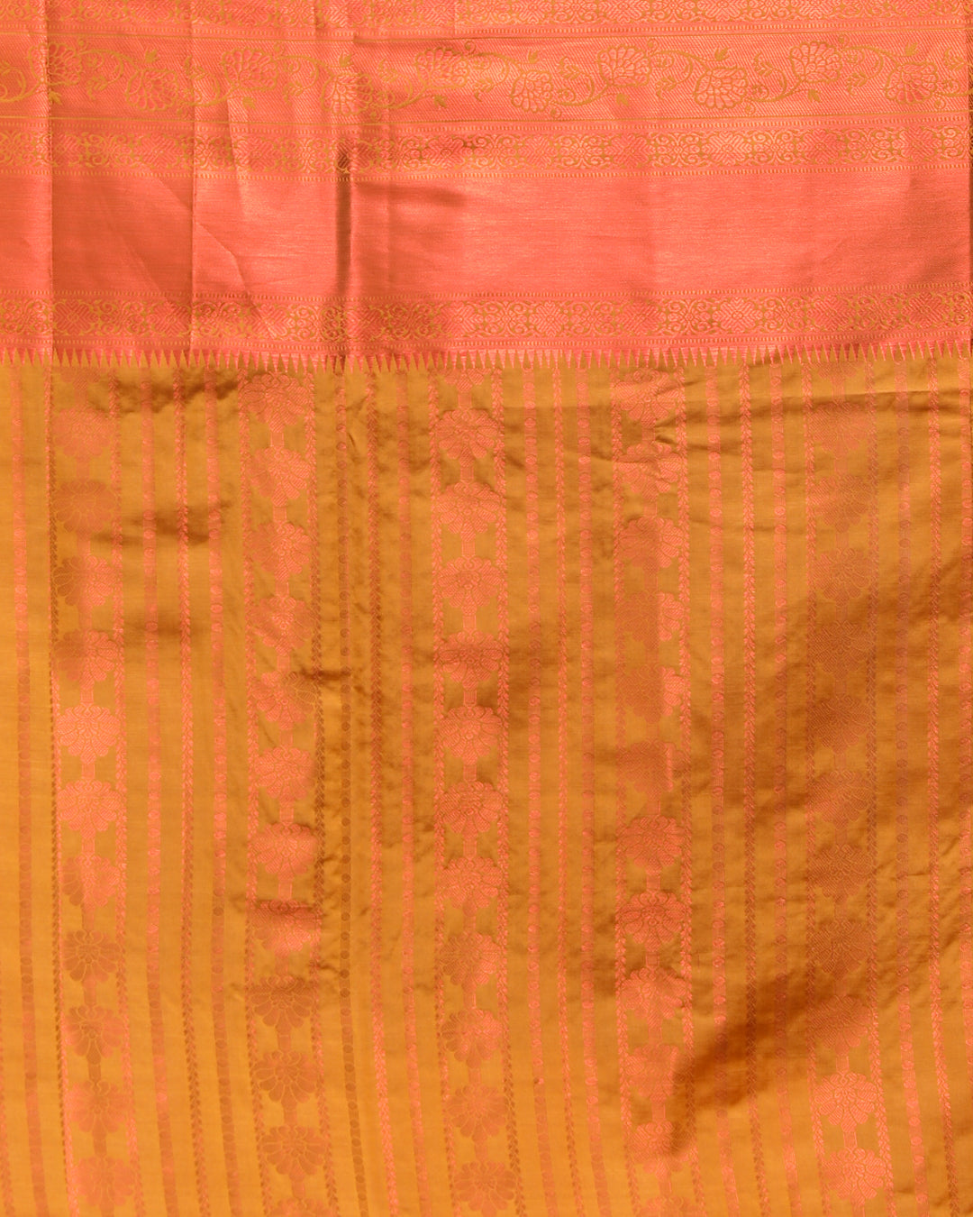 Kanjeevaram Mustard Woven Design Traditional Wear  Saree