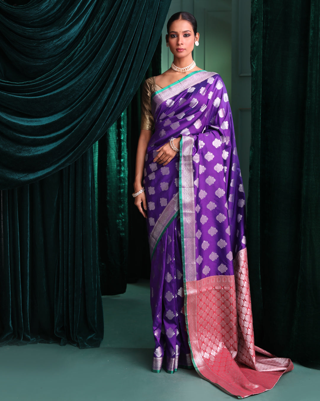 Kanjeevaram Purple Woven Design Traditional Wear  Saree