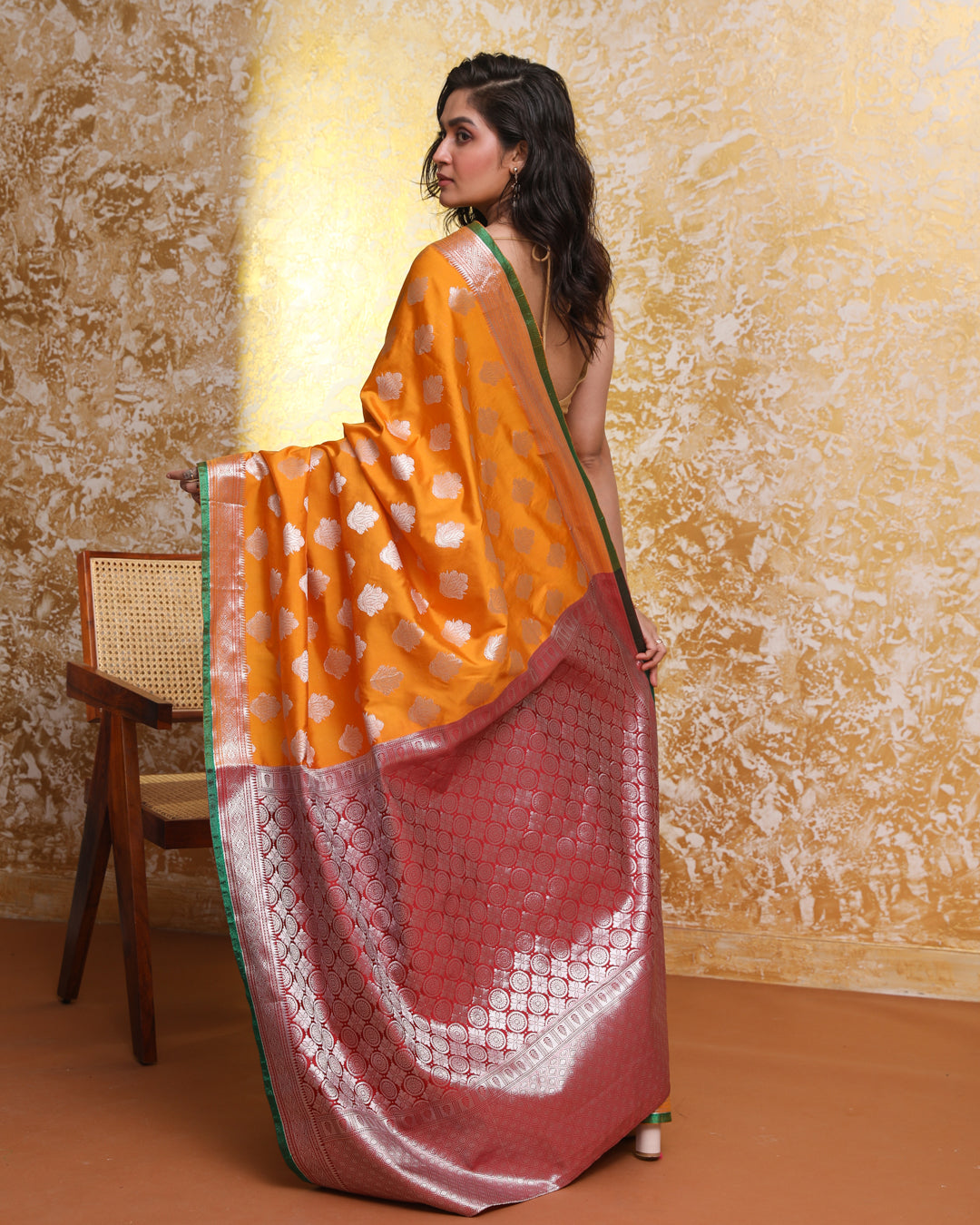 Kanjeevaram Yellow Woven Design Traditional Wear  Saree