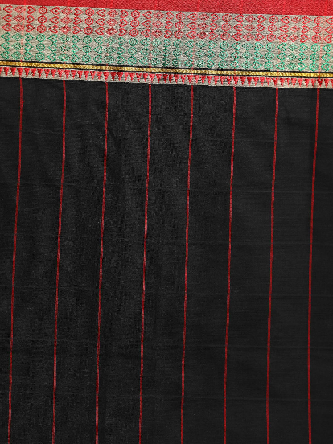 Indethnic Black Checked Saree - Saree Detail View