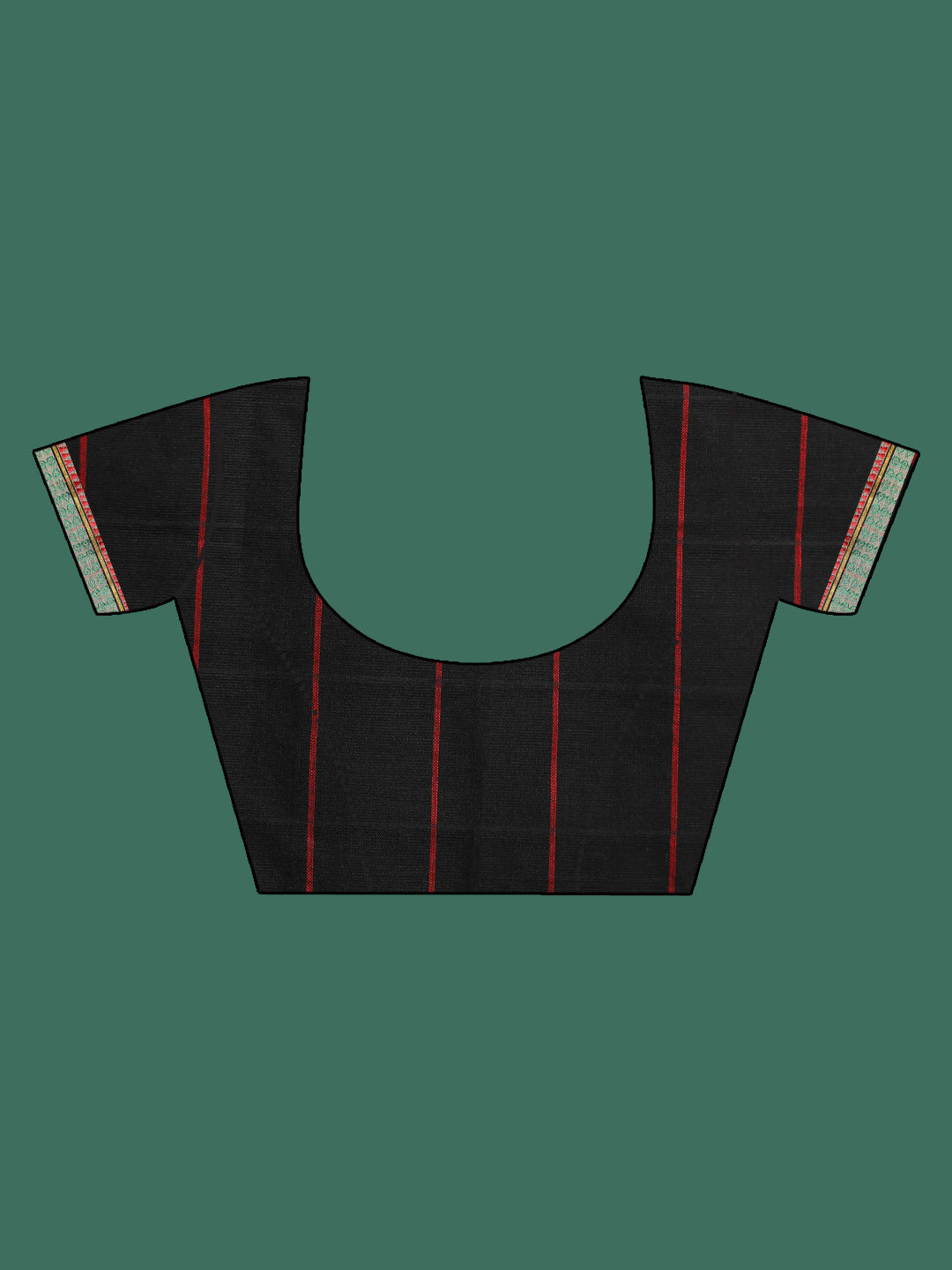 Indethnic Black Checked Saree - Blouse Piece View