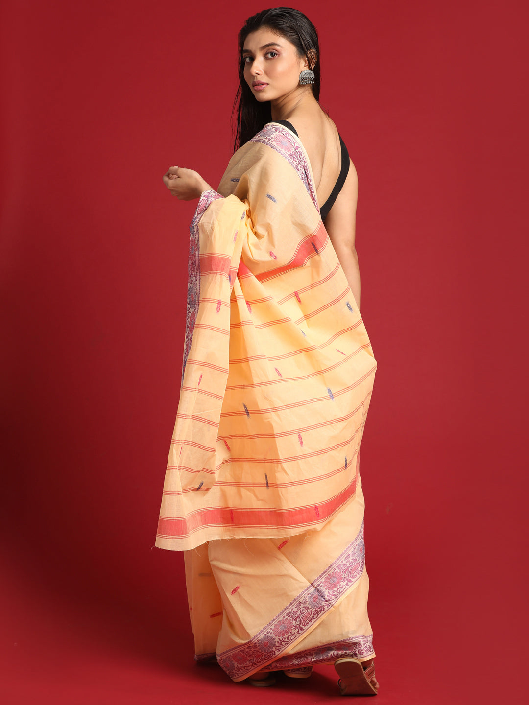 Indethnic Beige Woven Design Saree - View 3