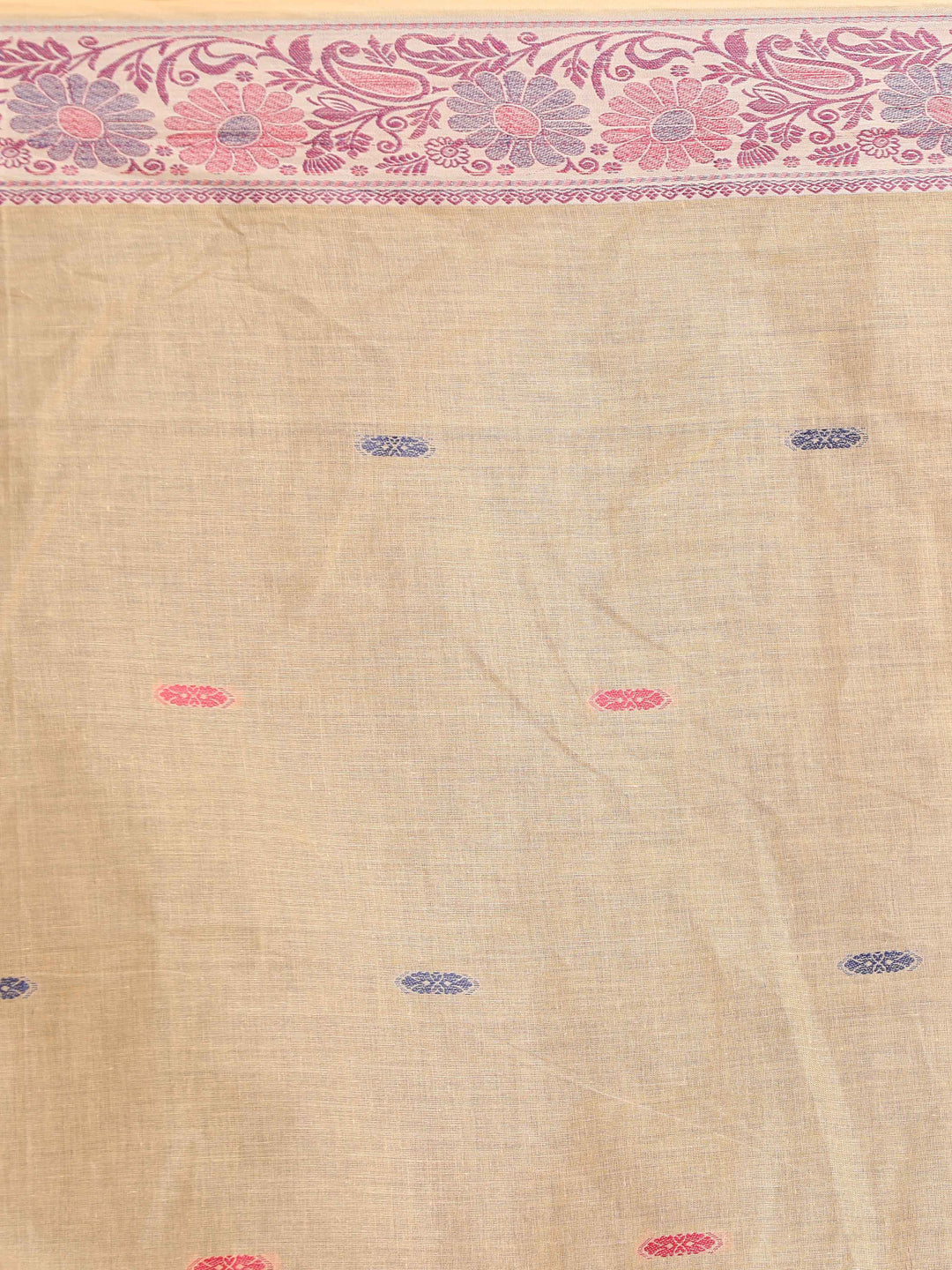 Indethnic Beige Woven Design Saree - Saree Detail View