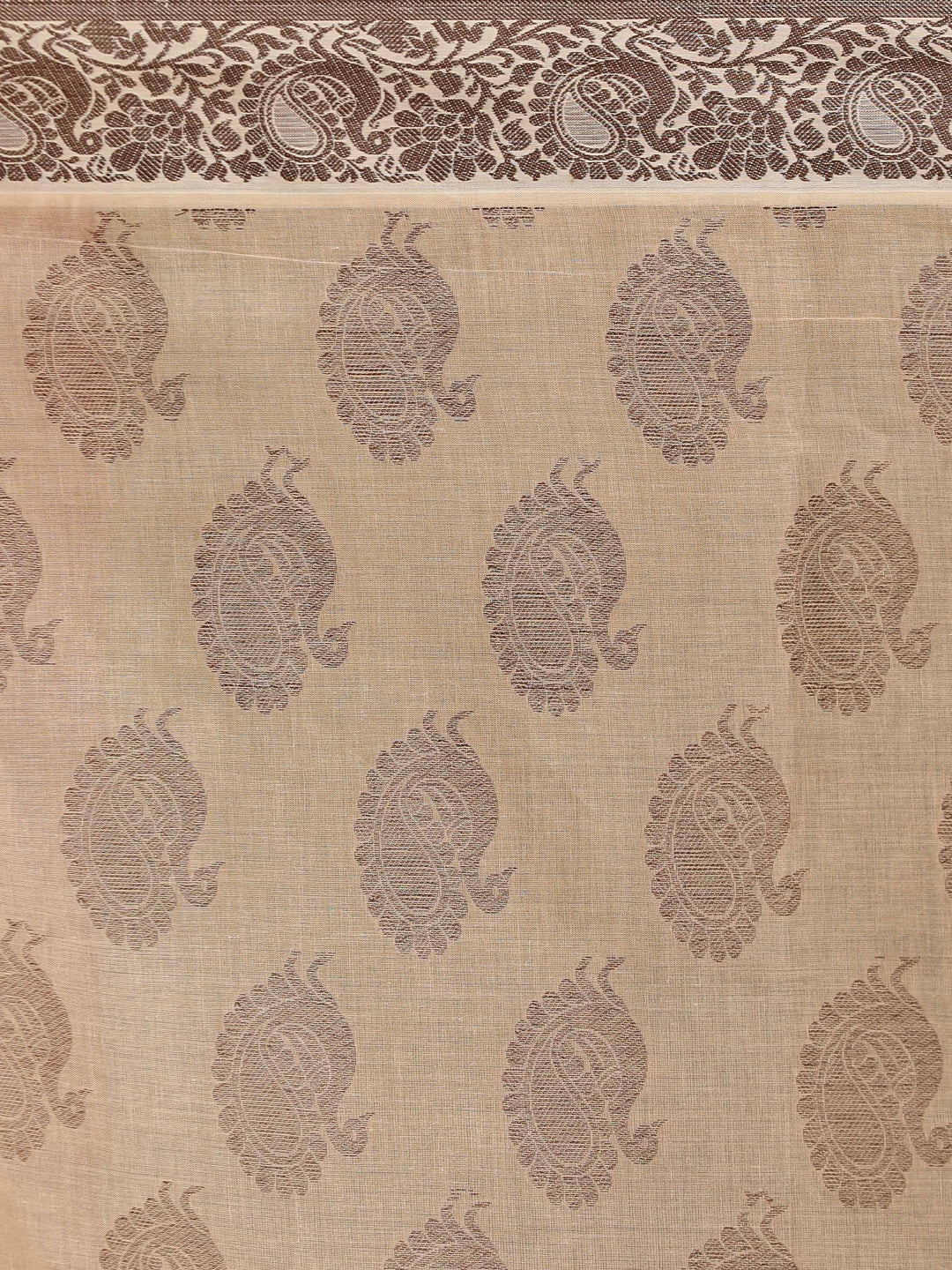 Indethnic Beige Woven Design Saree - Saree Detail View