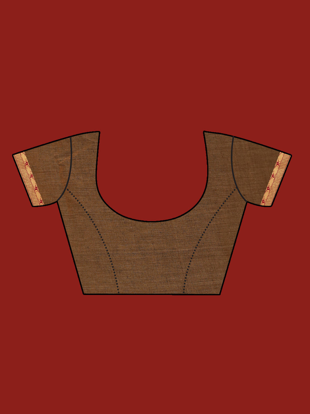 Indethnic Brown Solid Saree - Blouse Piece View