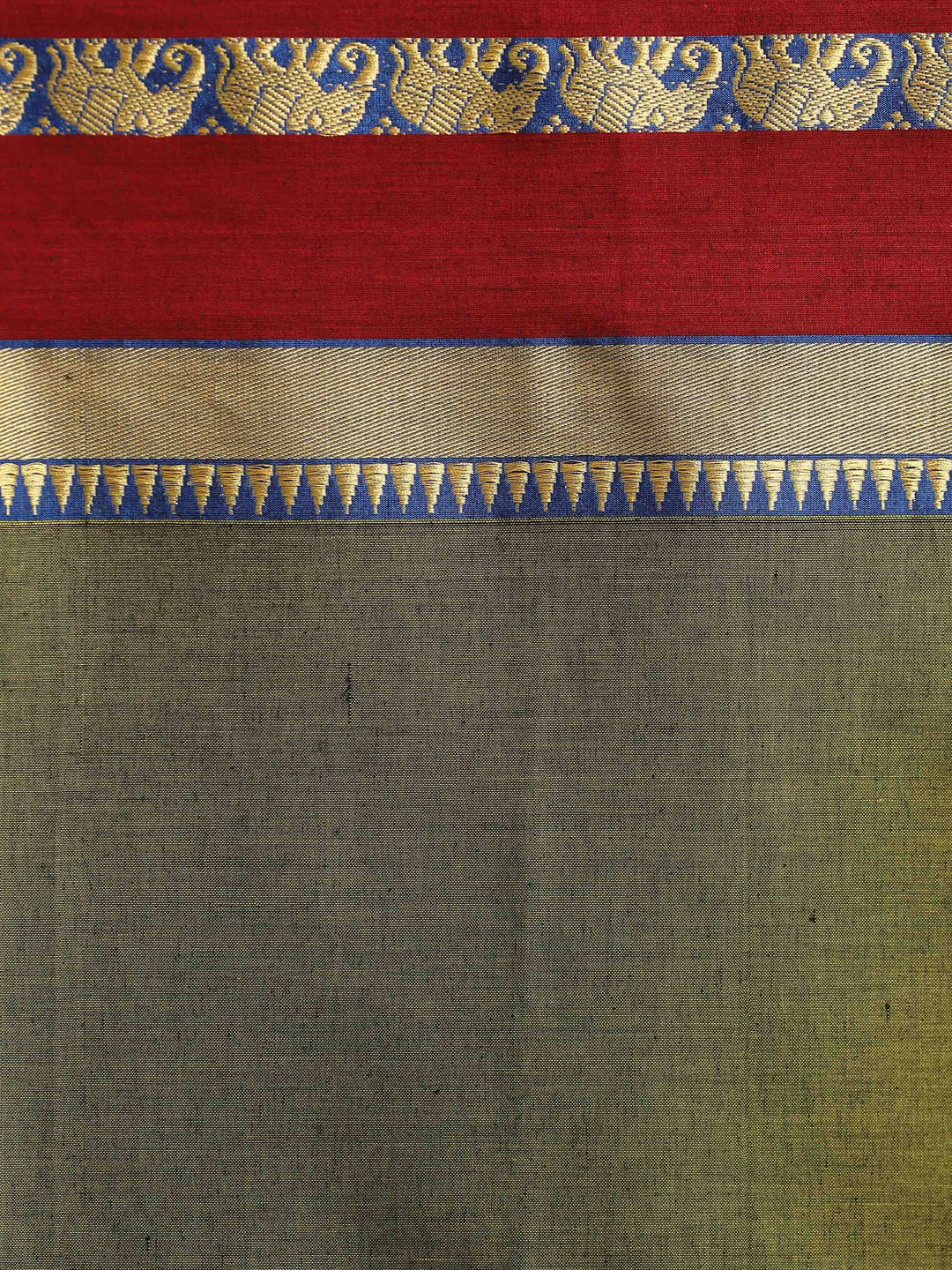 Indethnic Khaki Solid Saree - Saree Detail View