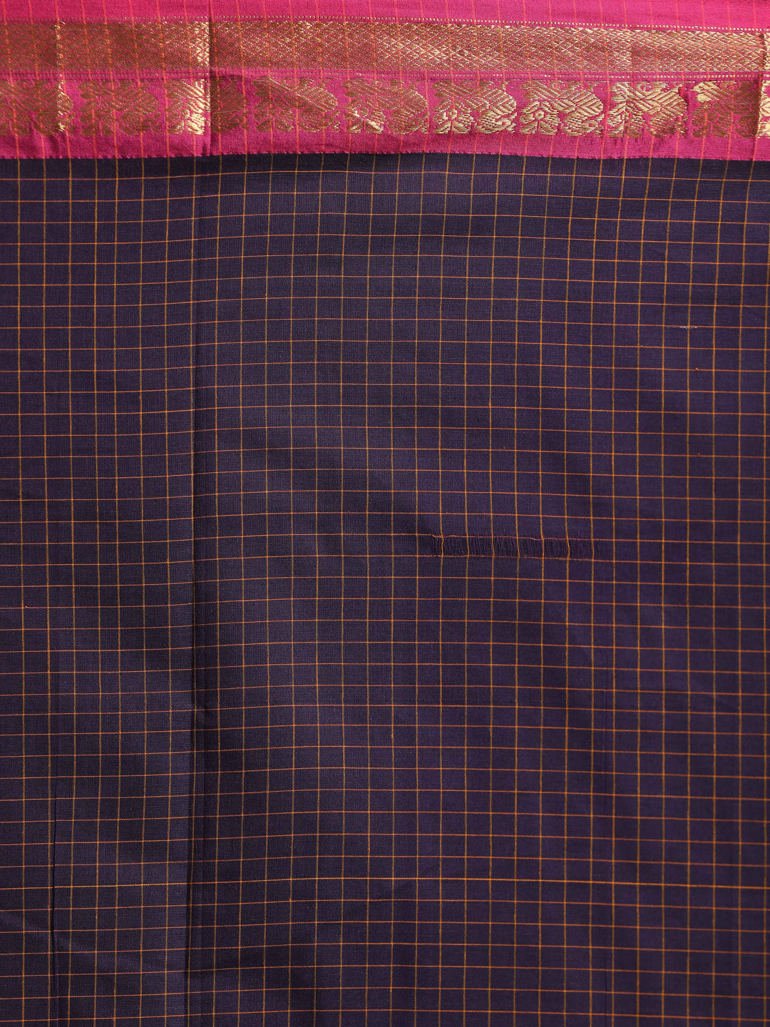 Indethnic Purple Checked Saree - Saree Detail View