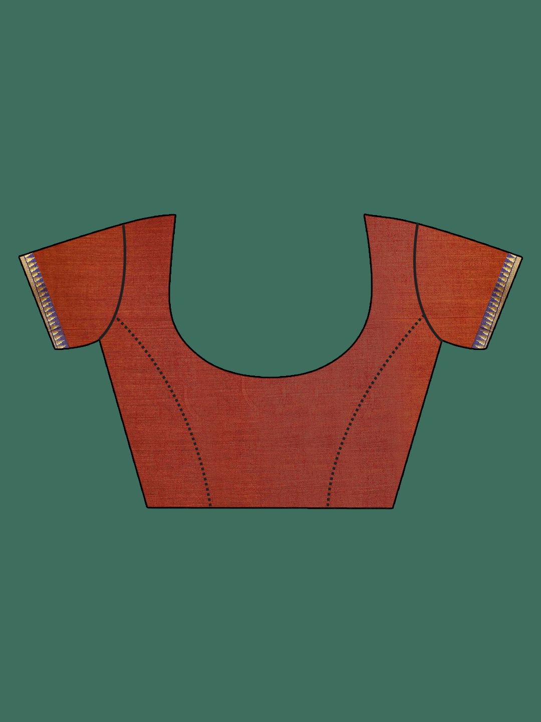 Indethnic Rust Solid Saree - Blouse Piece View