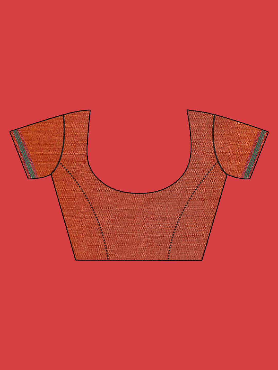 Indethnic Rust Solid Saree - Blouse Piece View