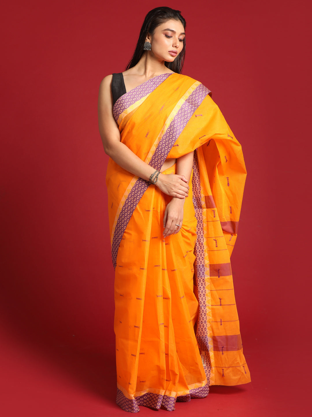 Indethnic Yellow Woven Design Saree - View 2