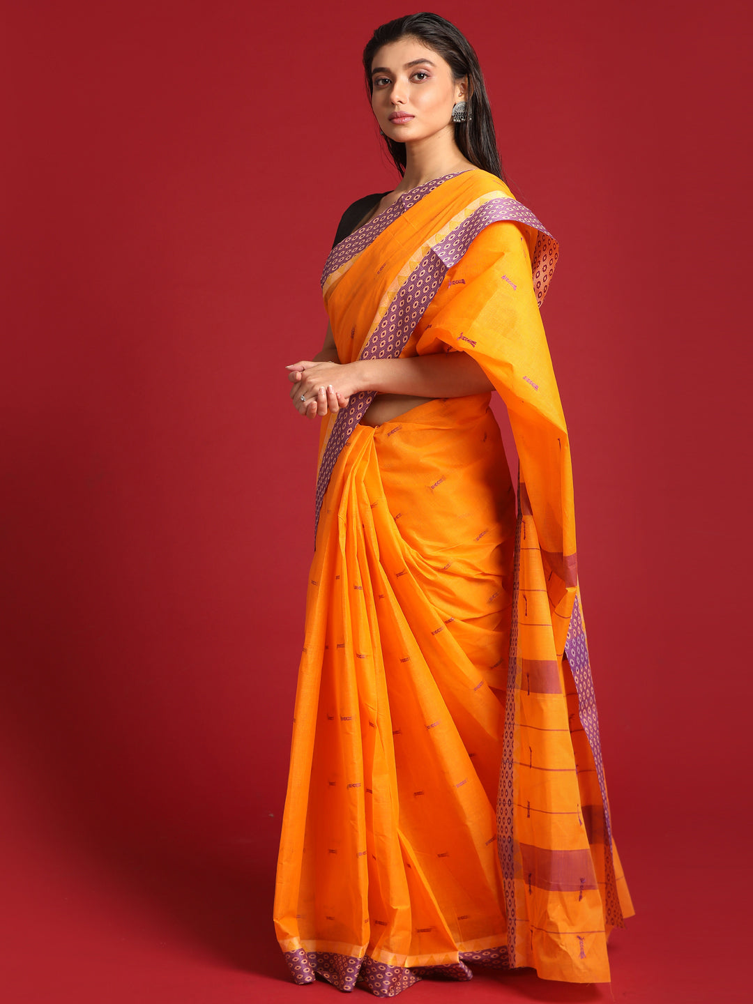 Indethnic Yellow Woven Design Saree - View 3