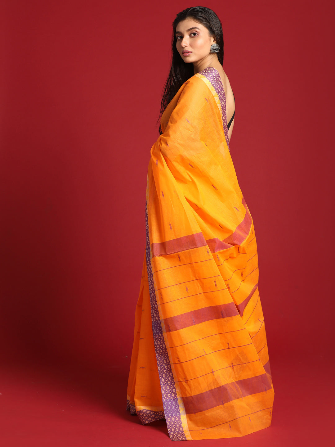 Indethnic Yellow Woven Design Saree - View 3