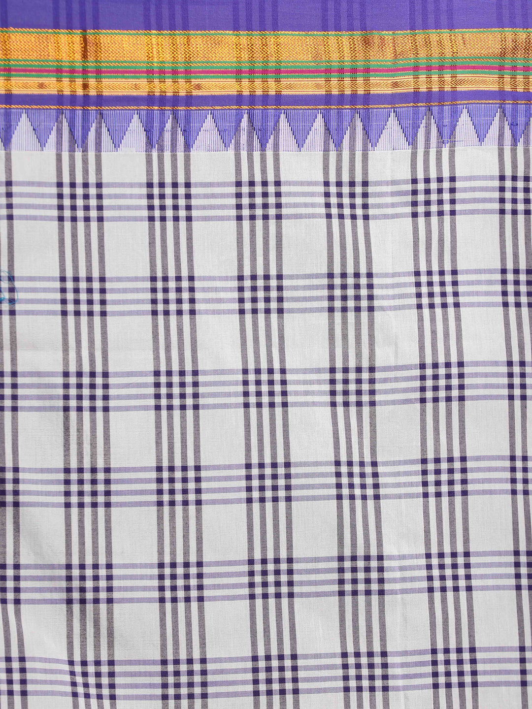 Indethnic White Checked Saree - Saree Detail View