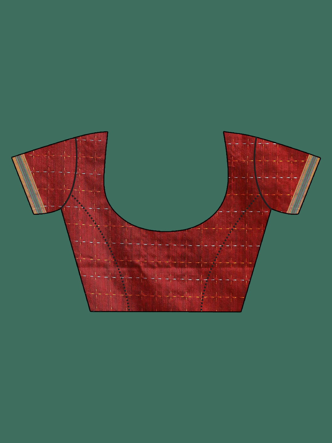 Indethnic Red Woven Design Saree - Blouse Piece View