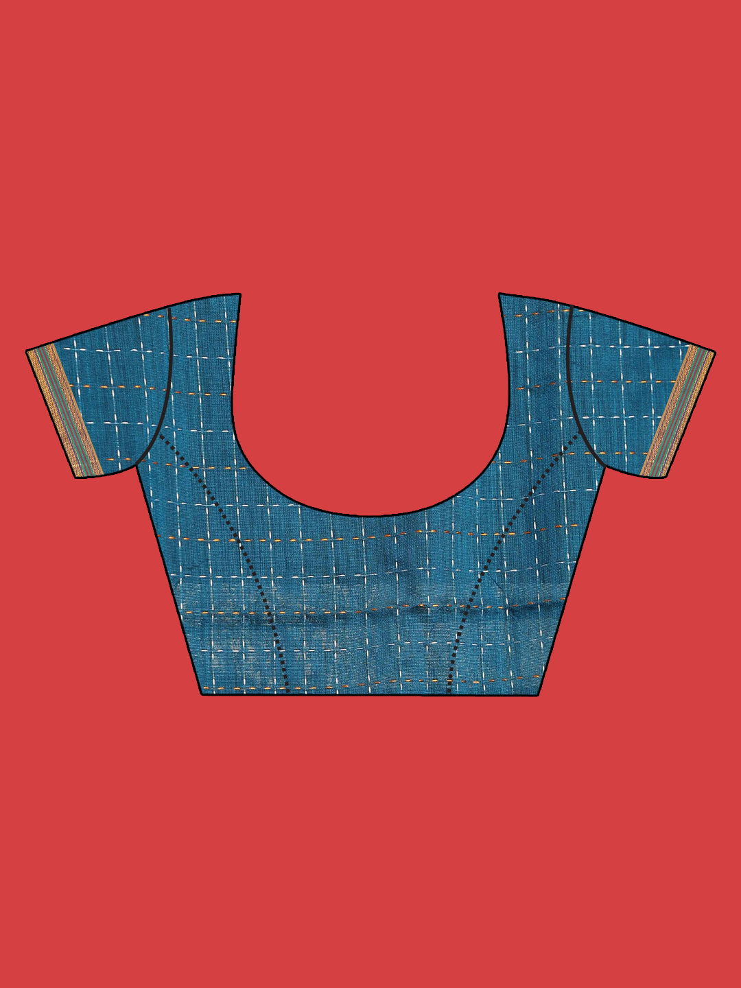 Indethnic Blue Woven Design Saree - Blouse Piece View
