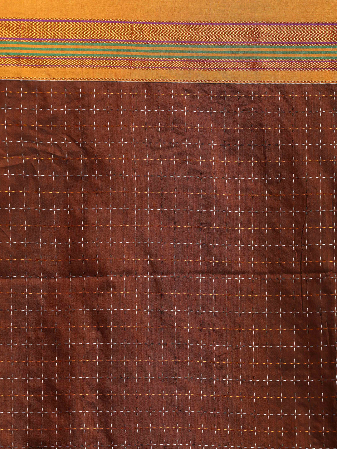 Indethnic Brown Woven Design Saree - Saree Detail View