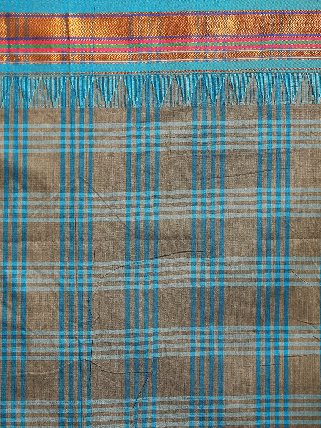 Indethnic Grey Checked Saree - Saree Detail View